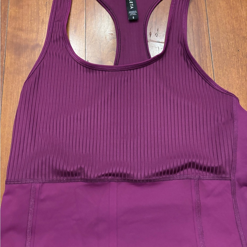 Athleta Razorback Tank Top Ribbed Purple Size Small Activewear - Picture 6 of 6